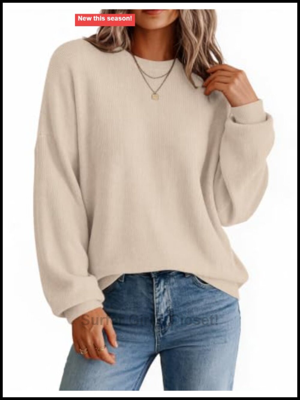 Oversized Crewneck Long Sleeve Knit Sweater Pullover